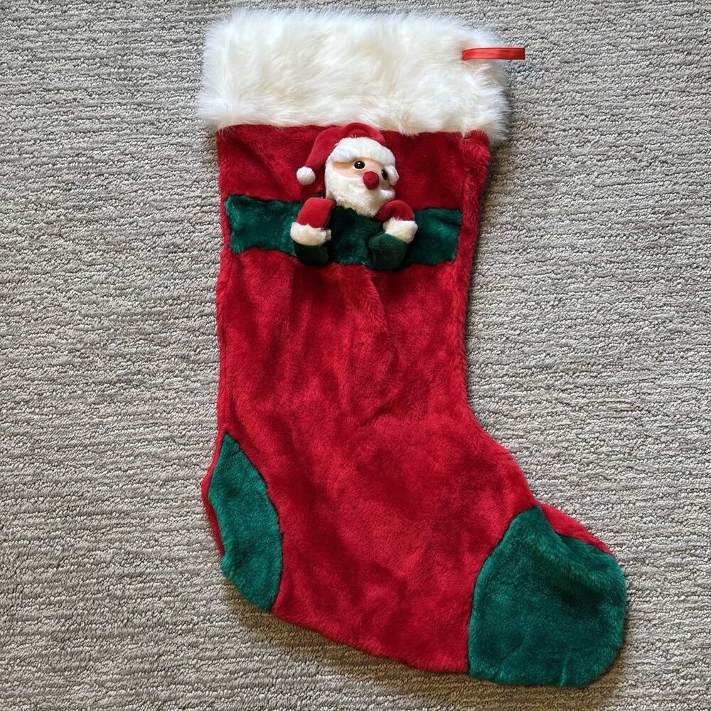 21" Large Stocking,Christmas Large Size‎ Red and White With Santa